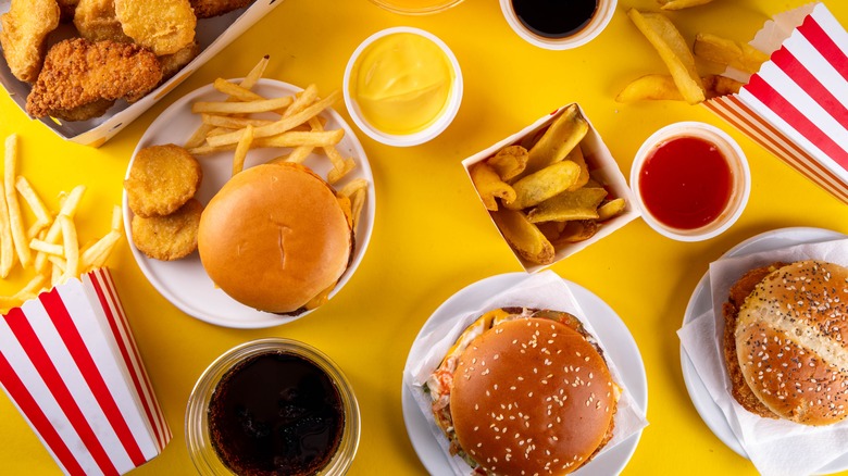 Burgers, fries, and nuggets