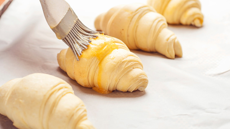 using egg wash on croissant