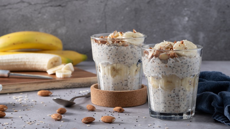 Glasses of overnight oats