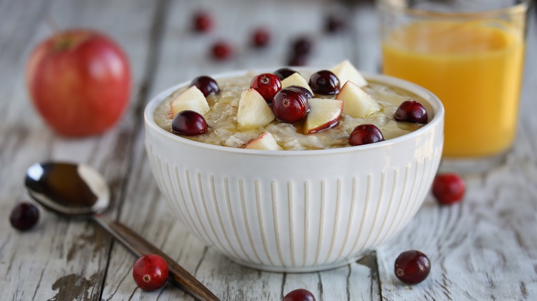 Bowl of oatmeal with fruit