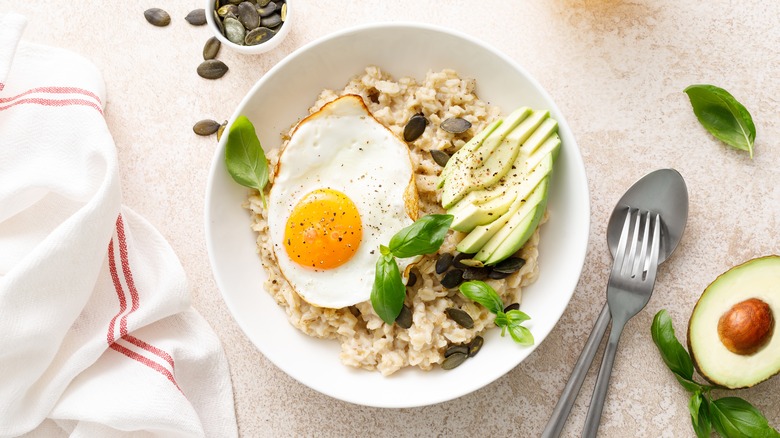 Bowl of savory oatmeal