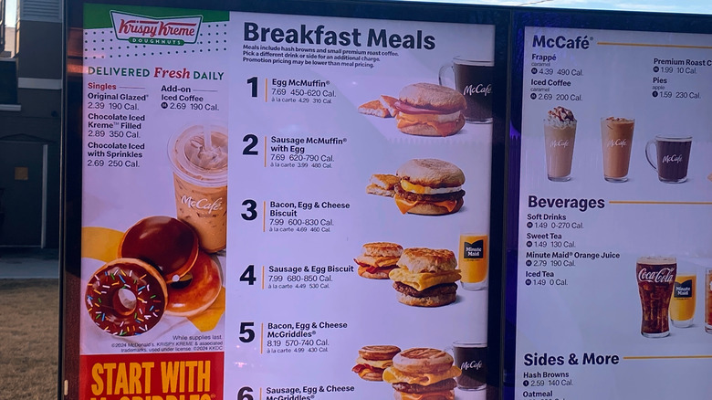 McDonald's breakfast menu