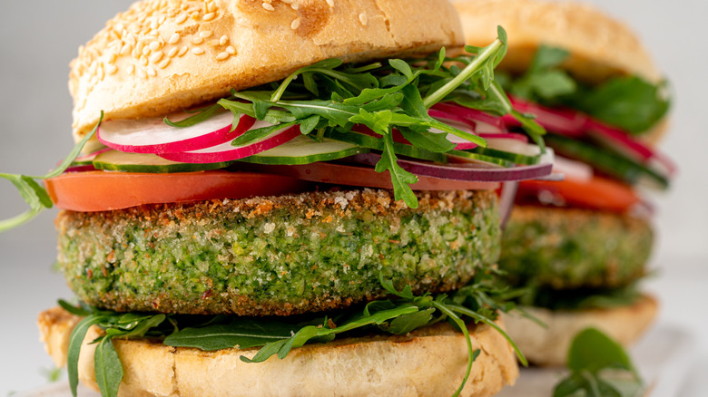 plant based patty in a burger