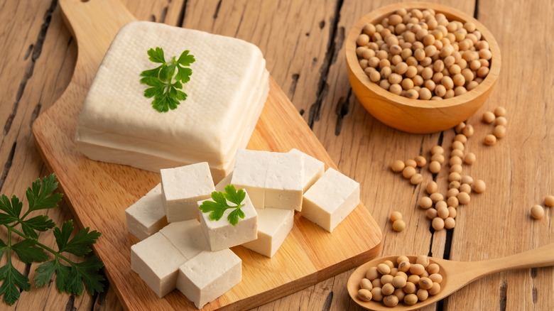 tofu blocks, soy beans