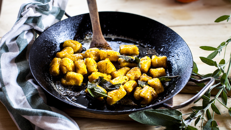 Gnocchi in a pan with sage