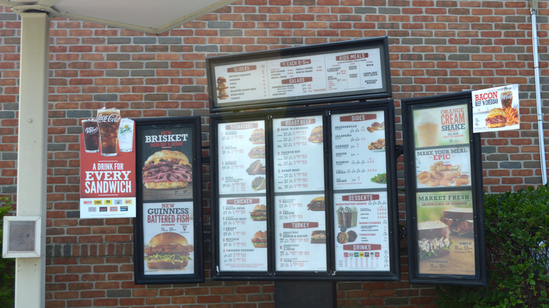 Arby's drive-through menu