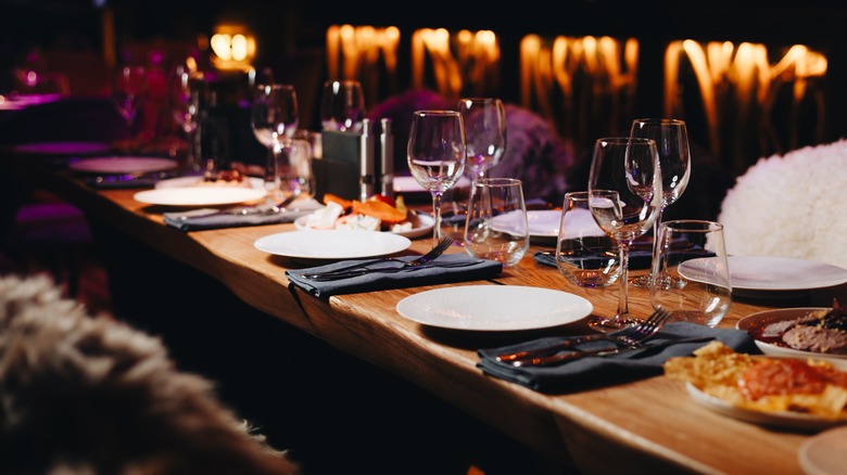 Dinner table multiple wine glasses