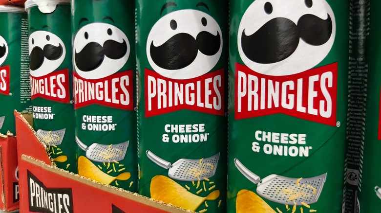 Cheese & onion Pringles cans