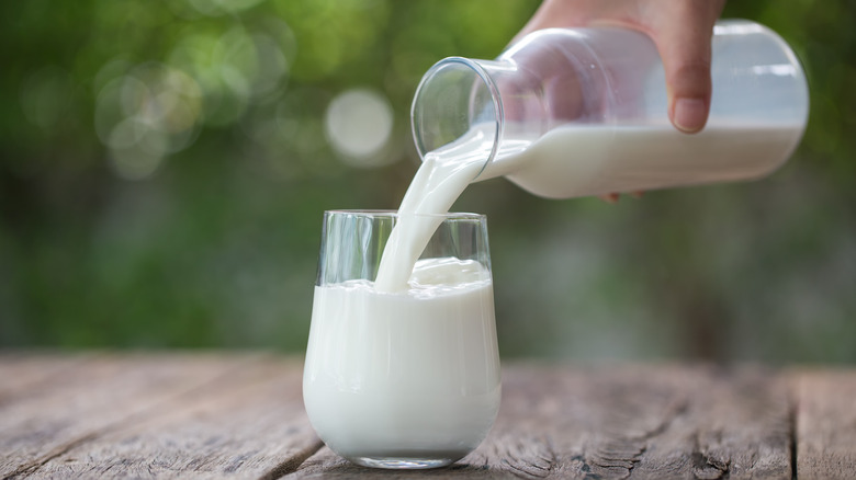 Pouring milk