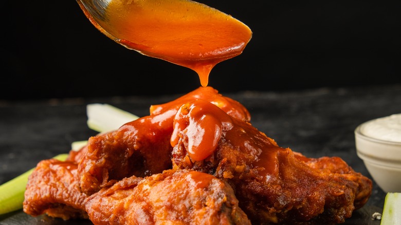 Spoonful of Buffalo wing sauce