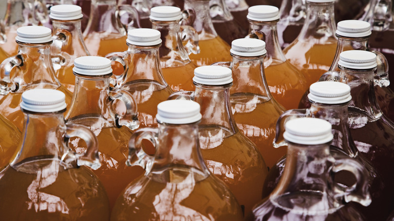 Bottles of apple juice