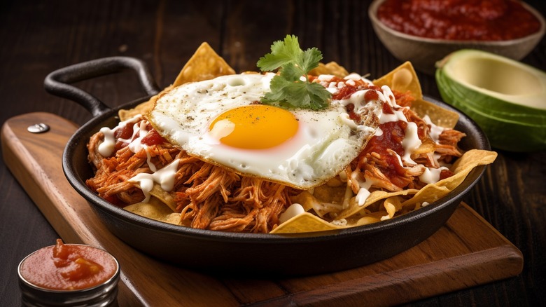 a pan of chilaquiles