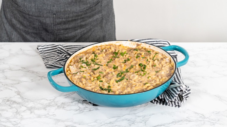 Hamburger Helper in pan