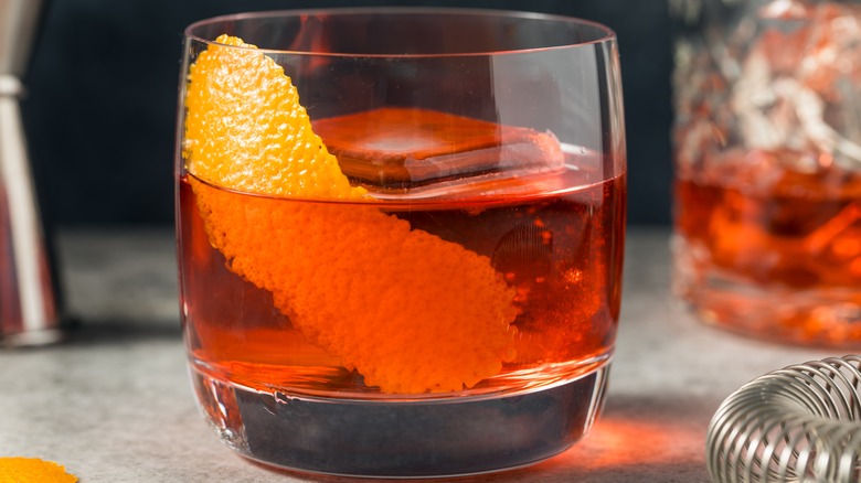 Negroni with a big ice cube 