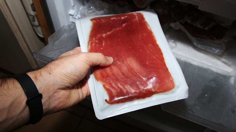 Bacon removed from freezer