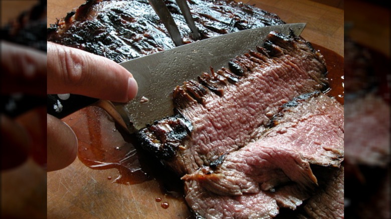 Slicing flank steak
