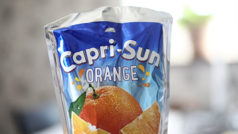 Orange-flavored Capri-Sun juice drink pouch