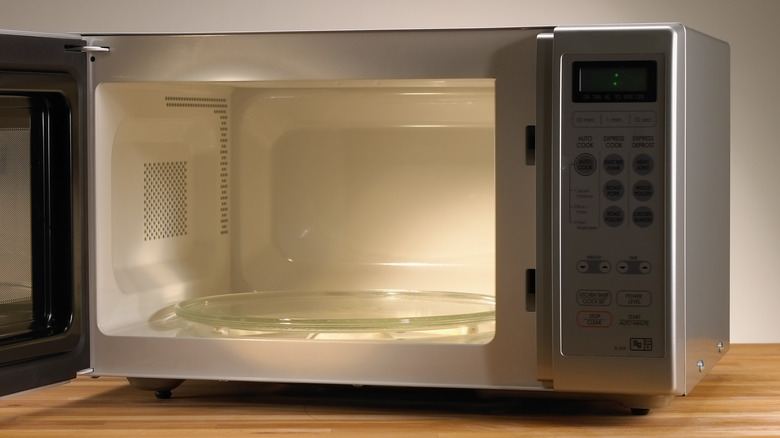An empty open microwave