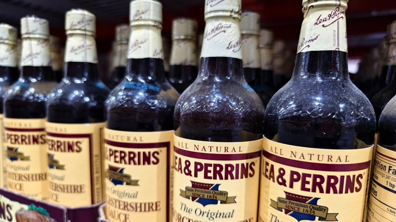 Bottles of Worcestershire sauce