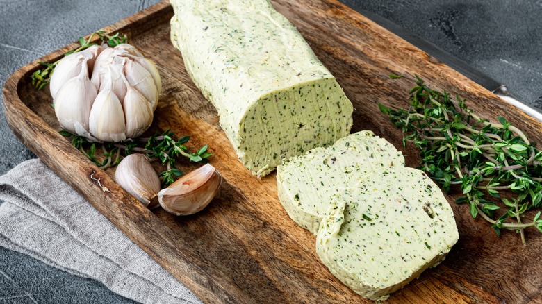 Compound butter on a cutting board