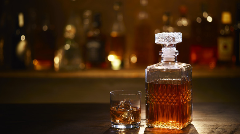 bourbon bottle on counter