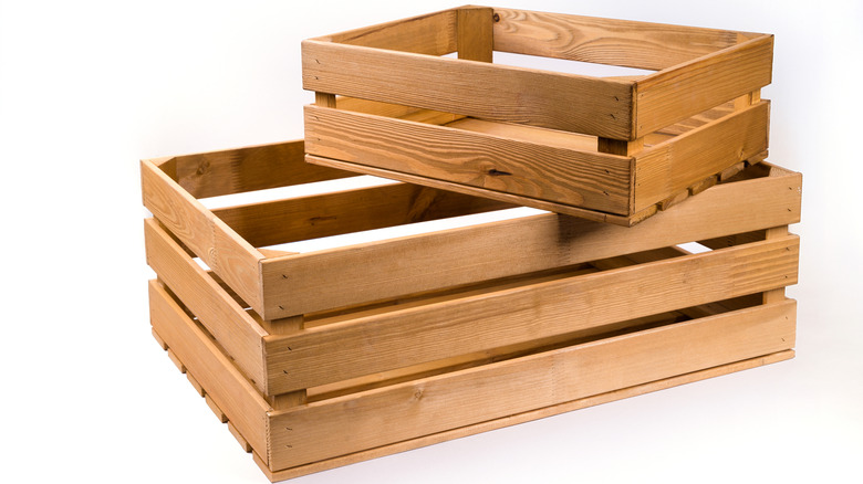 Stack of wooden crates