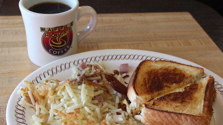 Waffle House food and mug