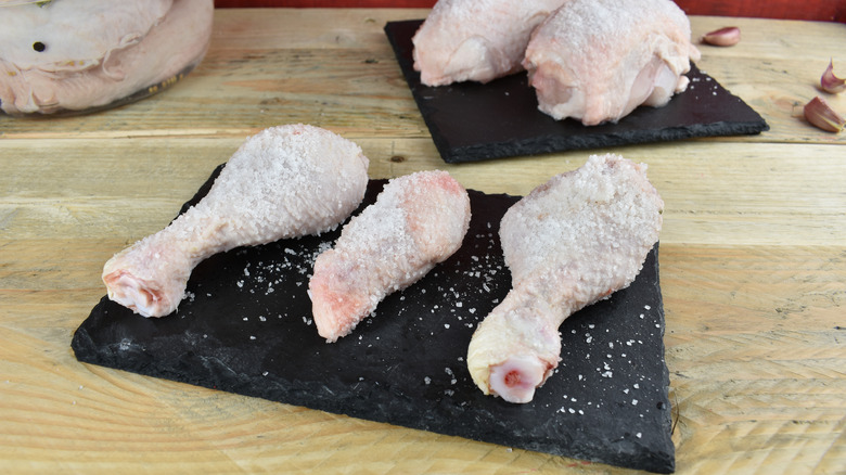 Dry brining chicken legs, wings