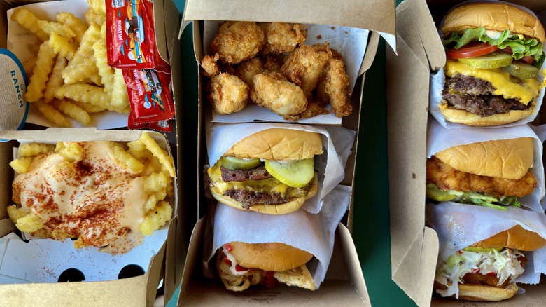 a variety of Shake Shack items