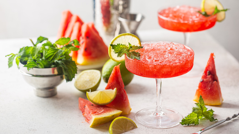 Two watermelon margaritas 