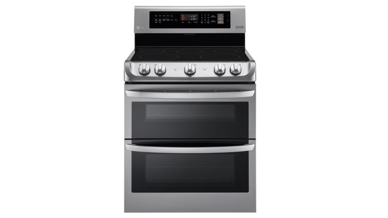 LG electric range on a white background