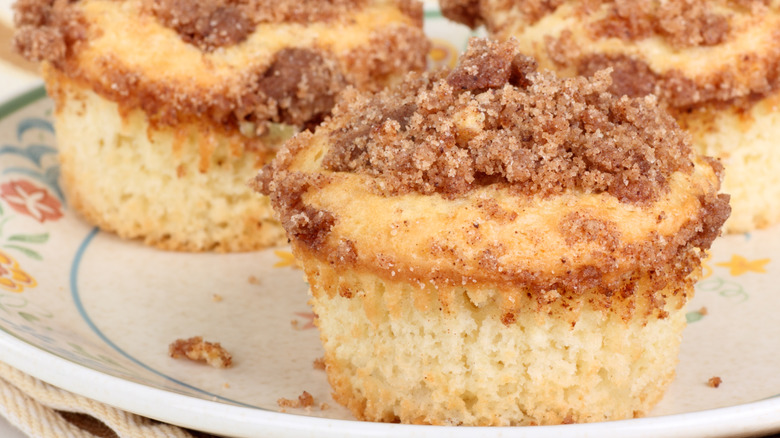 A plate of coffee cake muffins