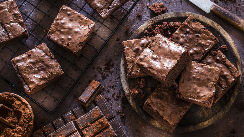 Brownies with chocolate and cocoa powder