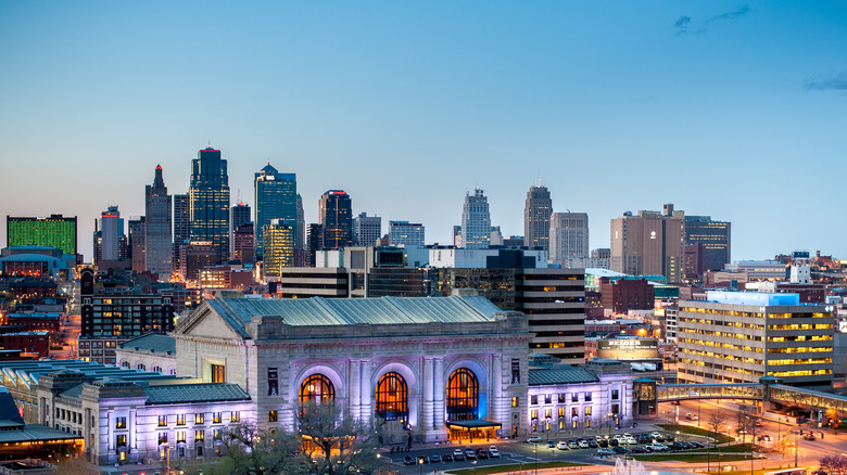 Kansas City skyline during evening