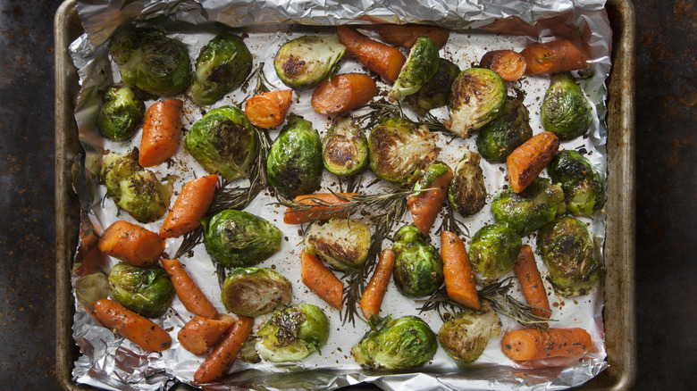 Tray of roasted vegetables