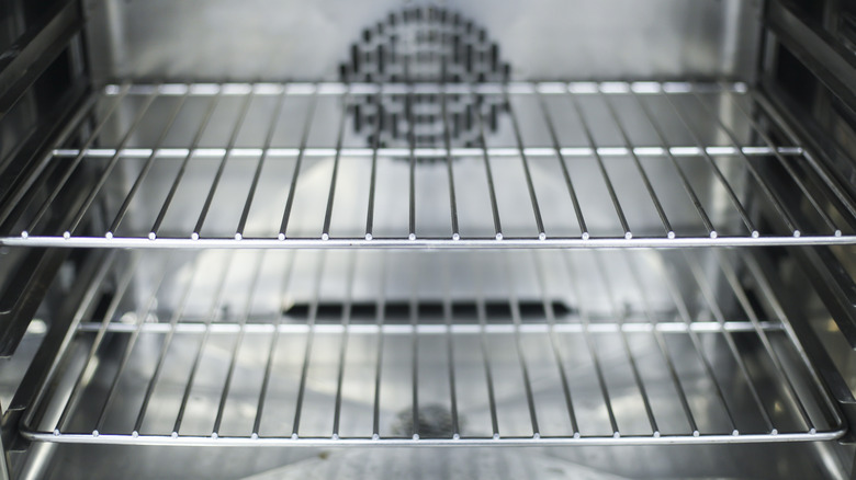 Shelves in an empty oven