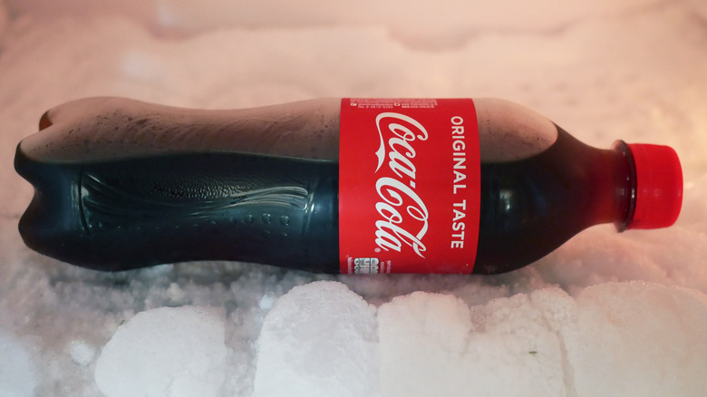 bottle of coke in freezer