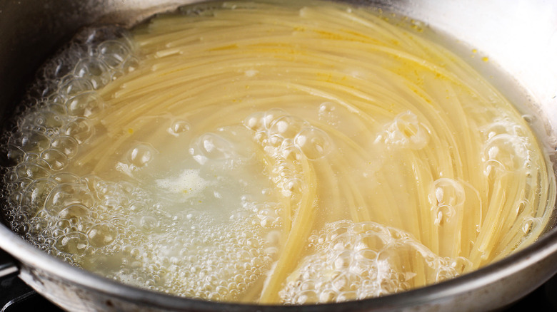 Pasta boiling in water