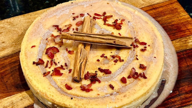 bacon cheesecake with cinnamon sticks