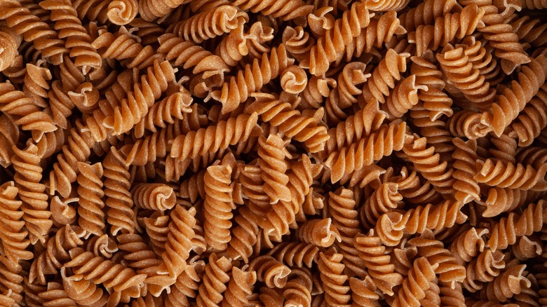 Brown spiral pasta