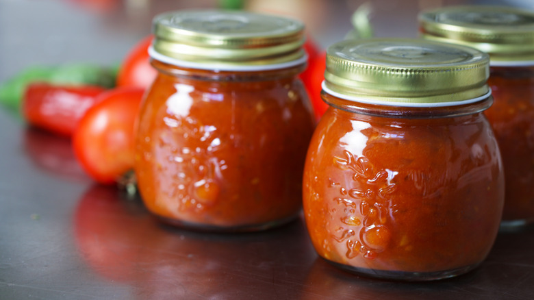 Jars of tomato relish