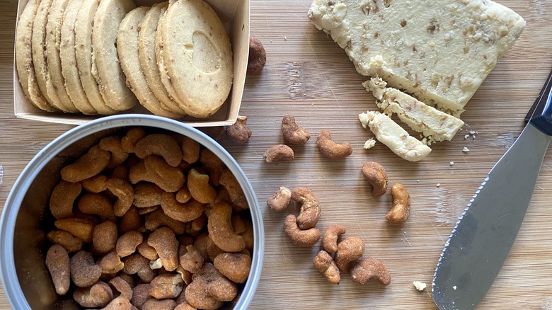 nuts, cookies, and stilton cheese