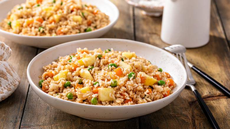 Two bowls of pineapple fried rice