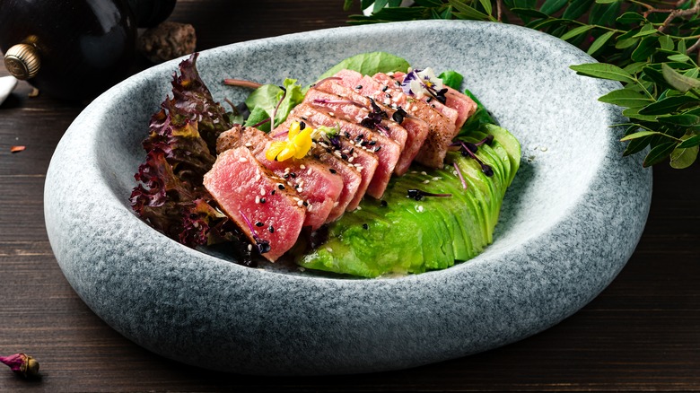 Ahi tuna in stone bowl