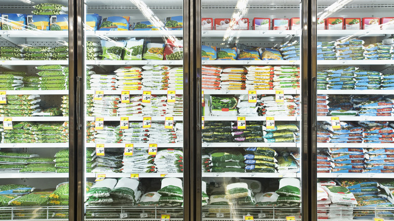 frozen foods in supermarket freezer