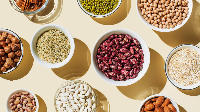 beans and grains in bowls