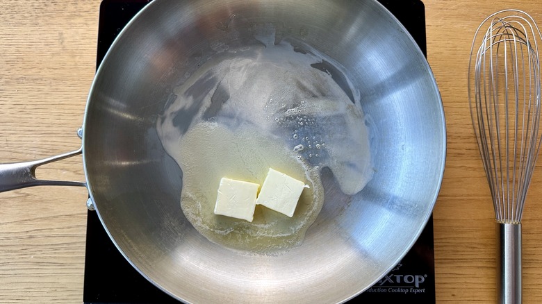 Butter melting in pan