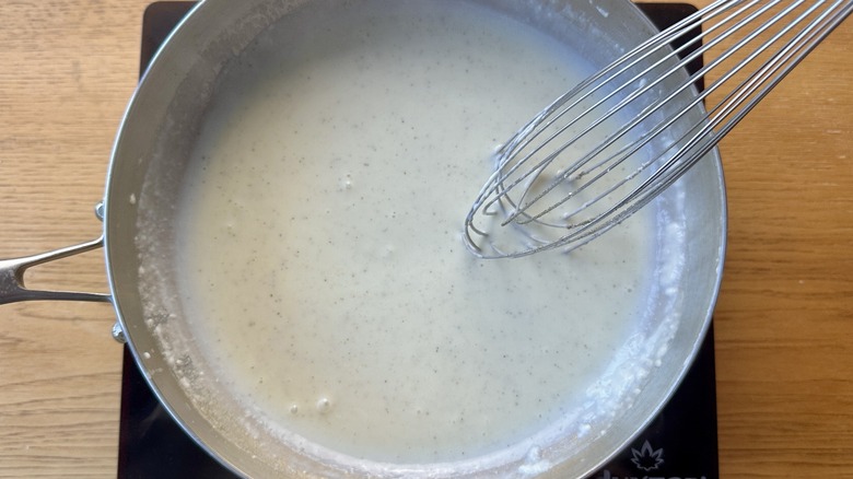 Thickened bechamel in pan