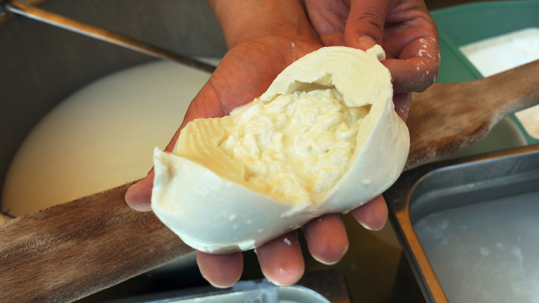 inside of burrata cheese