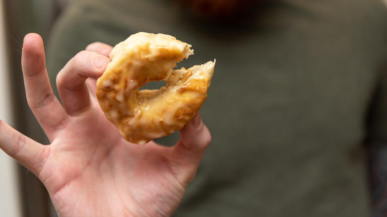 Homemade donut made from biscuit dough